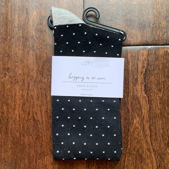 LOFT Black and White Polka Dot Knee Socks New With Tag - Picture 12 of 12